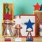 3 Pcs 4th of July Stars Tabletop Decoration Patriotic Centerpieces Wooden Standing Star Block